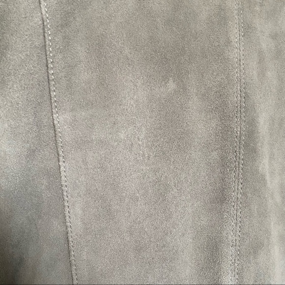 Vince Jacket Drape Collar Paper Weight Suede Biker Jacket in Grey, Medium - Picture 13 of 16